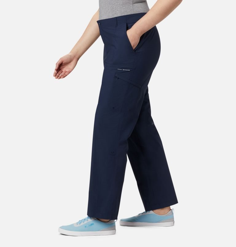 Pantaloni Columbia PFG Aruba Roll Up Dama Bleumarin | Plus Size ID7ASQ018